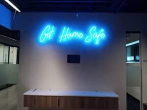 Exterior LED illuminated signage for a business storefront, designed to command attention and enhance visibility
