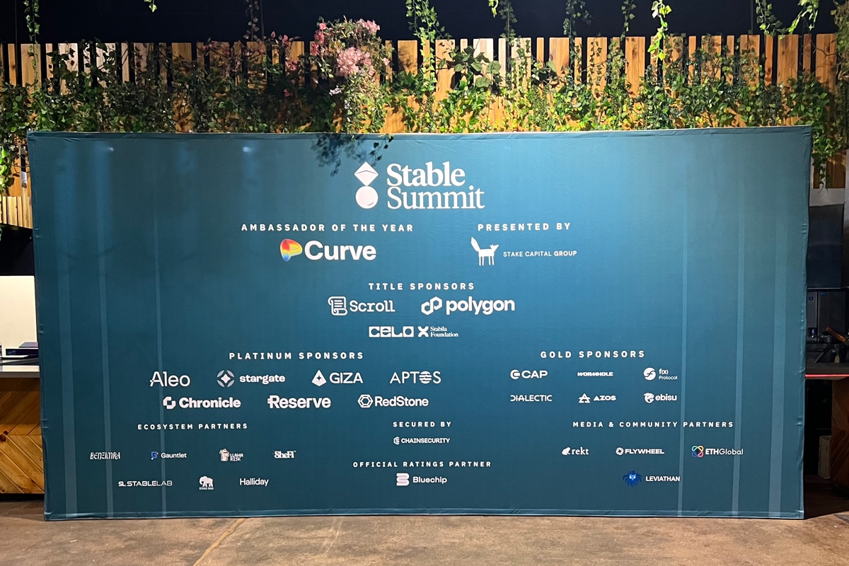 Custom indoor convention sign reading 'STABLE SUMMIIT' for a Denver, CO event.